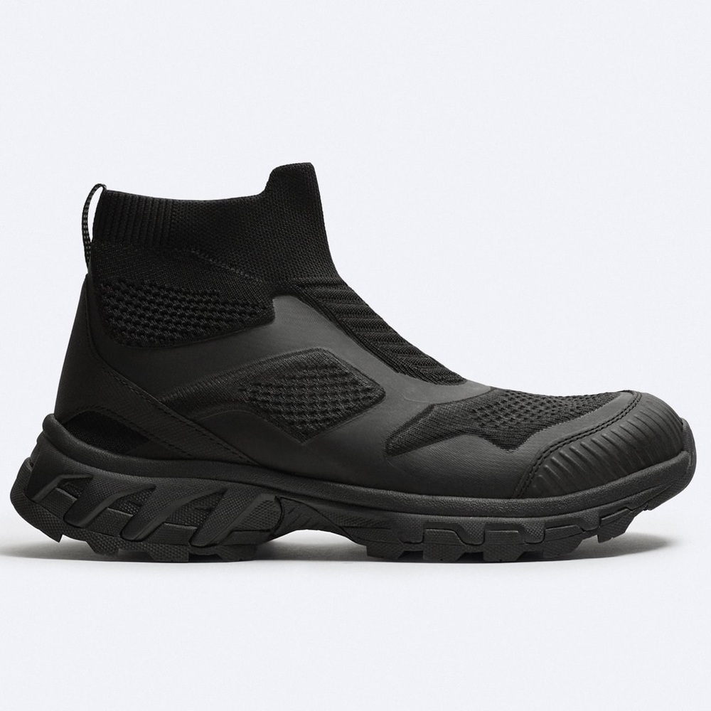 Zara Men’s KNIT Slip On HIGH-TOPS Sneakers Black Size 10/43 NEW
